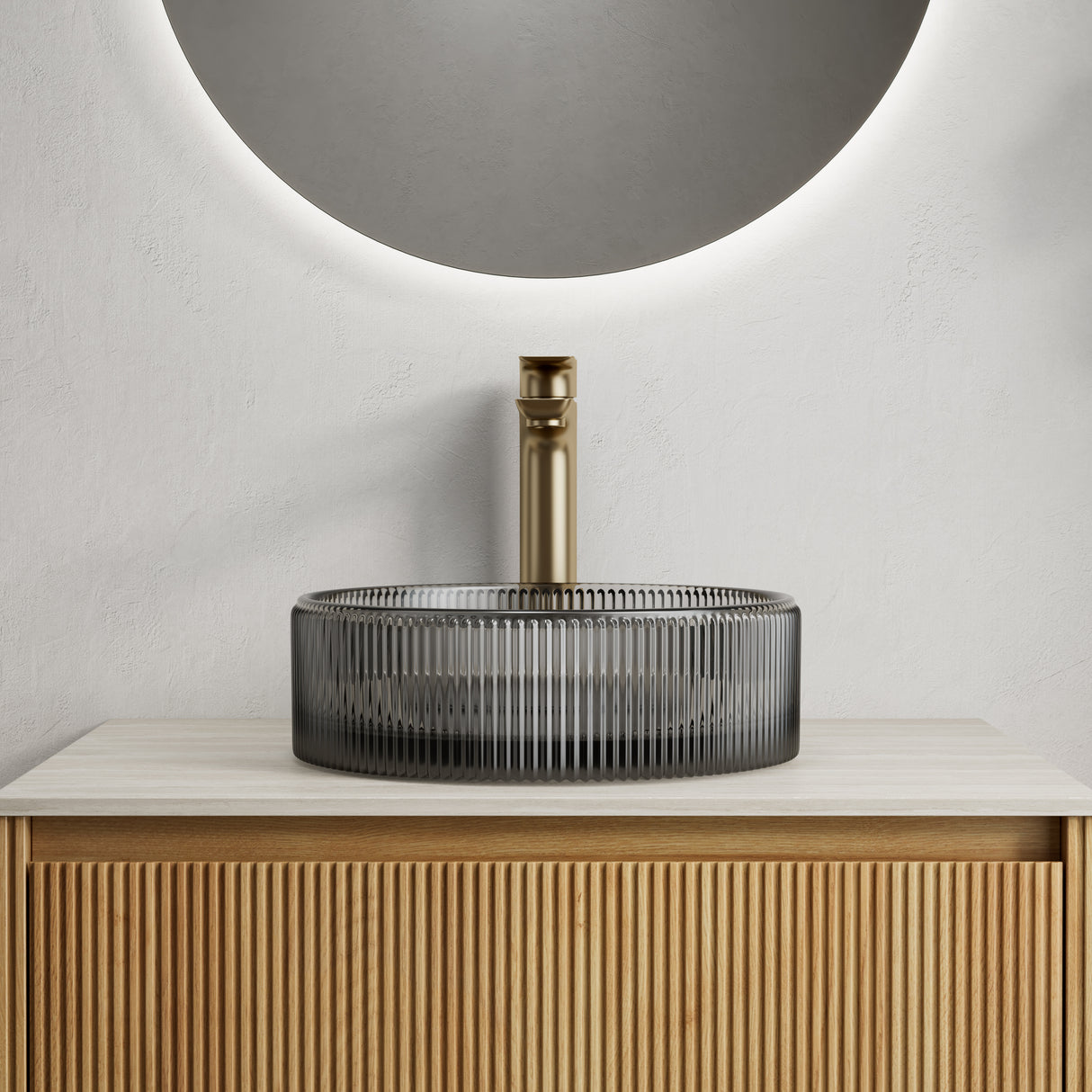 Sonny 16'' Bathroom Round Crystal Glass Sink Transparent