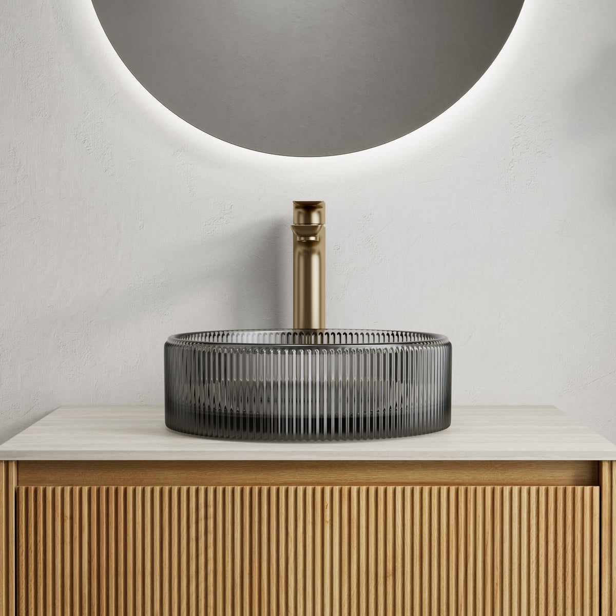 Sonny 14'' Bathroom Round Crystal Glass Sink without Faucet