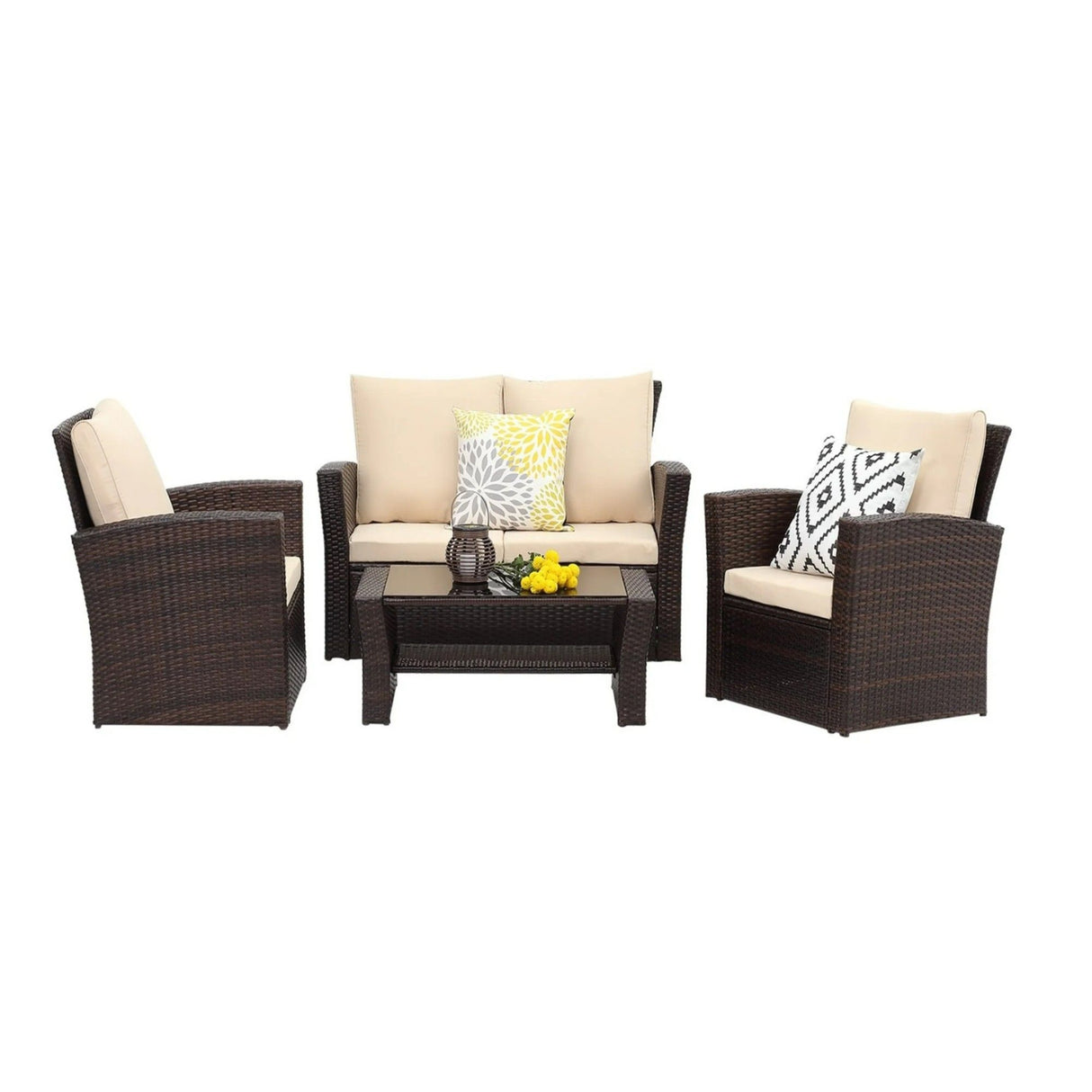 Modern Patio Set With Table And Cushions