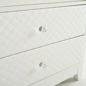 Modern Upholstered Glass Display Cabinet With Adjustable LED Light - White