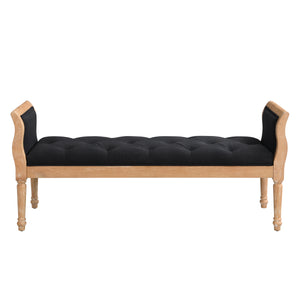 Modern Upholstered Bench with Curved Arms
