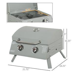 Outsunny 2 Burner Propane Gas Grill Outdoor Portable Tabletop BBQ