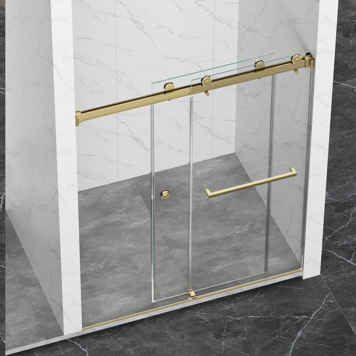 Frameless Shower Door with Double Sliding Design