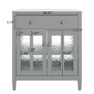 Bathroom Vanity With Ceramic Sink, Adjustable Shelf & Tip Out Tray