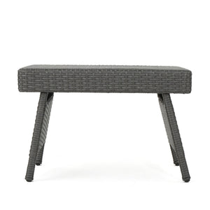 Outdoor Wicker Table With Rectangular Tabletop - Gray - Best Buy Furniture