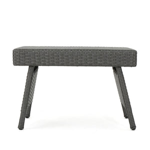 Outdoor Wicker Table With Rectangular Tabletop - Gray