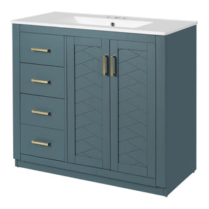 Bathroom Vanity With Sink Combo, Storage Cabinet, Freestanding Set With 3 Drawers & Soft Closing Doors