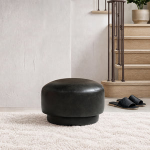 Fuji 15" Mushroom Footstool Ottoman, Vintage Black