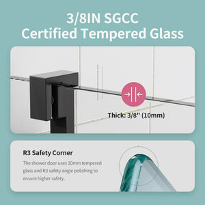 56-60" W x 76" H Frameless Single Sliding Soft-Close Shower Door