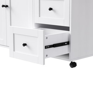 K&K 74.8" Kitchen Island with Extendable Dining Table
