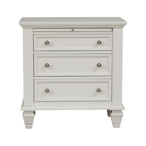 Cottage 3 Drawer Nightstand With Pull Out Tray - Cream White