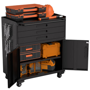 Rolling Tool Cabinet Heavy Duty Garage Storage With Lockable Doors