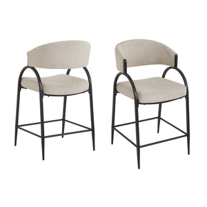 25'' Seat Height Modern Fabric Bar Stools with Back