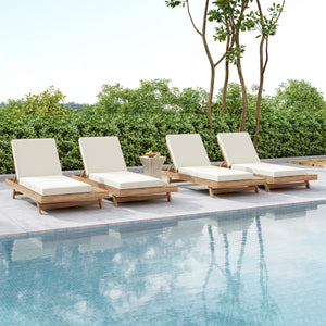 Lounge Chaise Set, Space Available On One Side, Acacia Solid Wood In