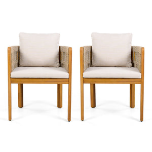 Outdoor Dining Chairs With Mix Rope Handles (Set of 2)