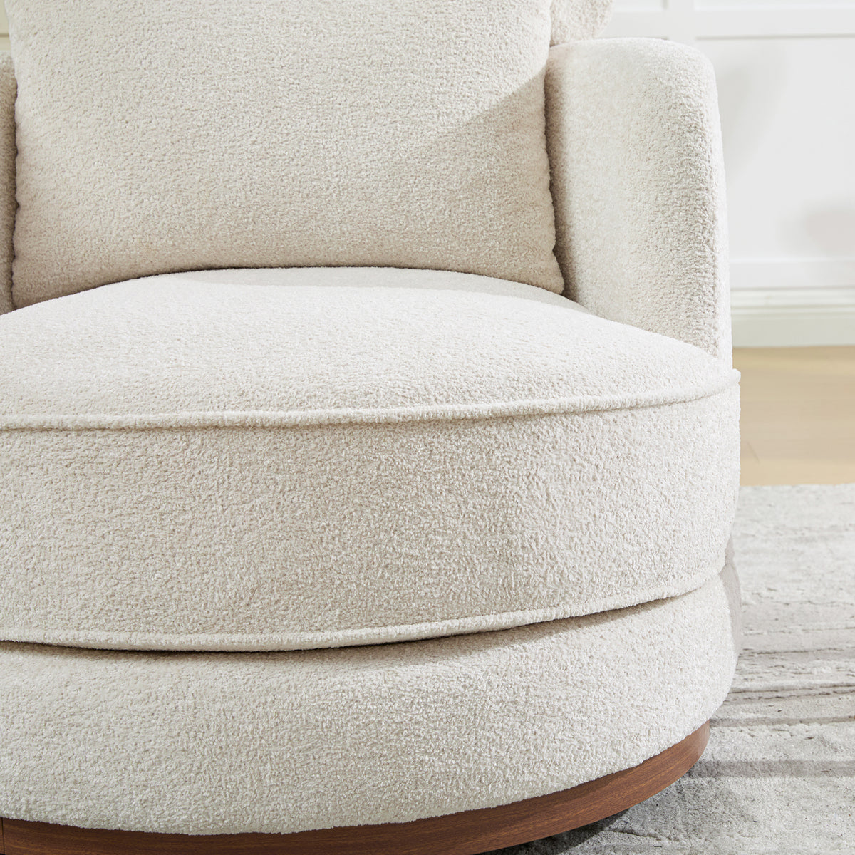 33.86" Swivel Barrel Chair with Chenille Upholstery
