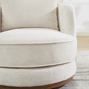 33.86" Swivel Barrel Chair with Chenille Upholstery