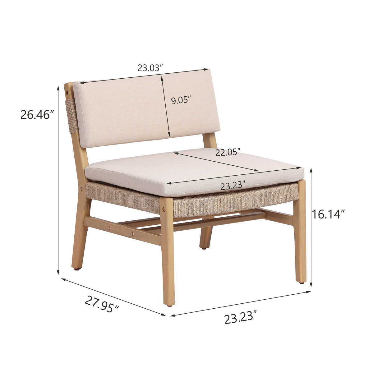 OMI Lounge Chair Acacia and Rope