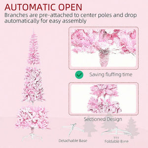 Snow Flocked Pencil Shape Artificial Christmas Tree