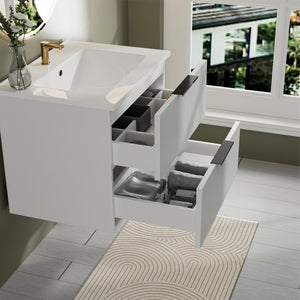 Modern Wall Mounted Floating Bathroom Vanity With Sink And Drawers