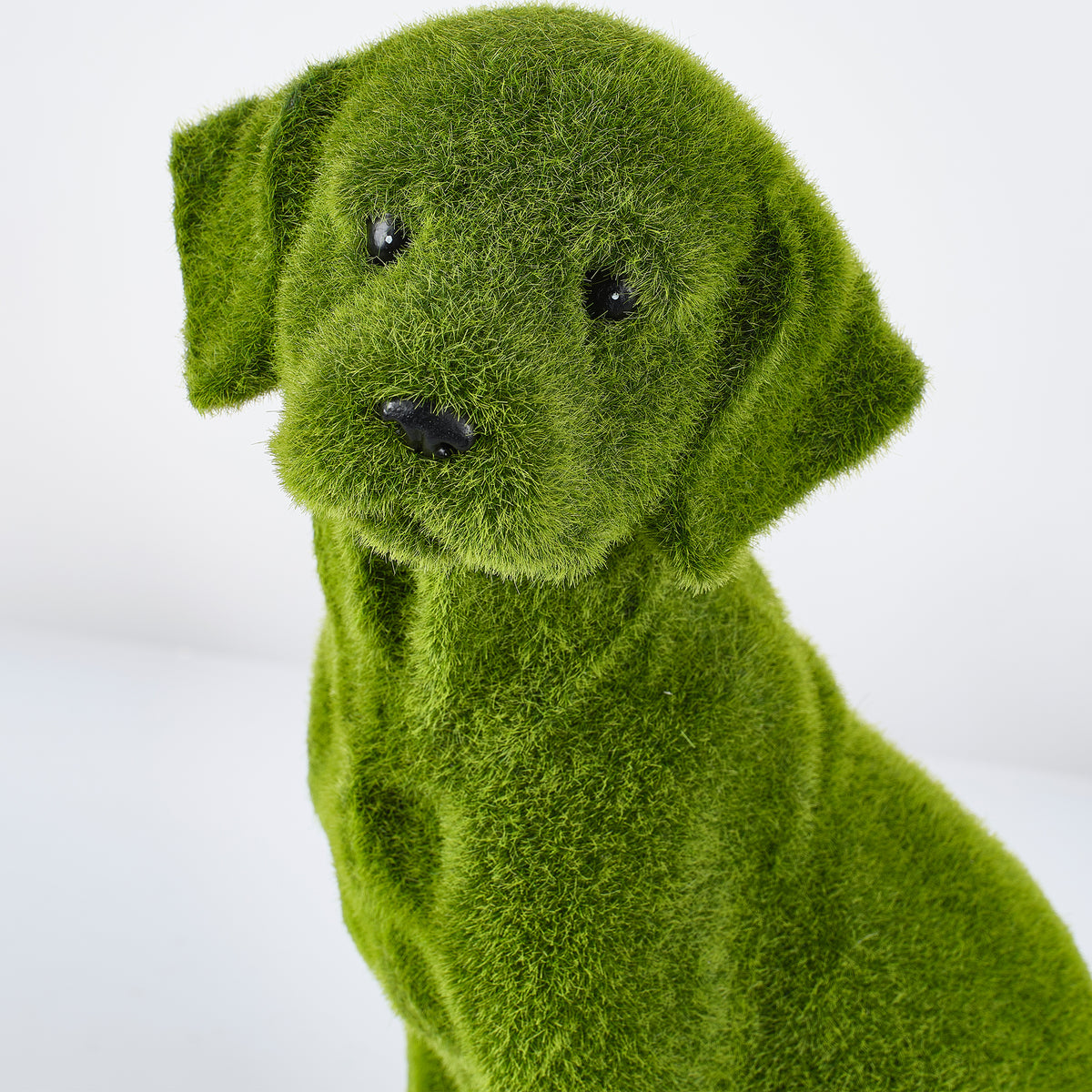 Flocked Dog Garden Statue with Weather Resistance - Green