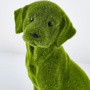 Flocked Dog Garden Statue with Weather Resistance - Green