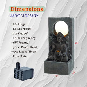 28" H Outdoor Buddha Waterfall Fountain