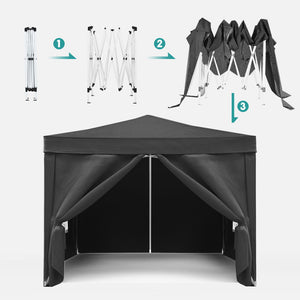 10'X10' Folding Canopy With 4 Removable Sidewalls Outdoor Event Shelter UPF 50+ Gazebo Portable Tents For Parties Beach Camping Wedding Ez Pop Up Canopy 4 Pieces Weight Bag + Carry Bag