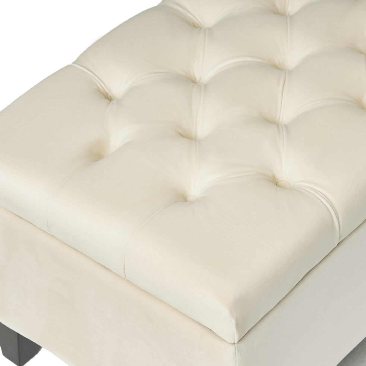 Button Tufted and Diamond Stitched Storage Ottoman