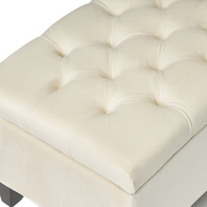 Button Tufted and Diamond Stitched Storage Ottoman