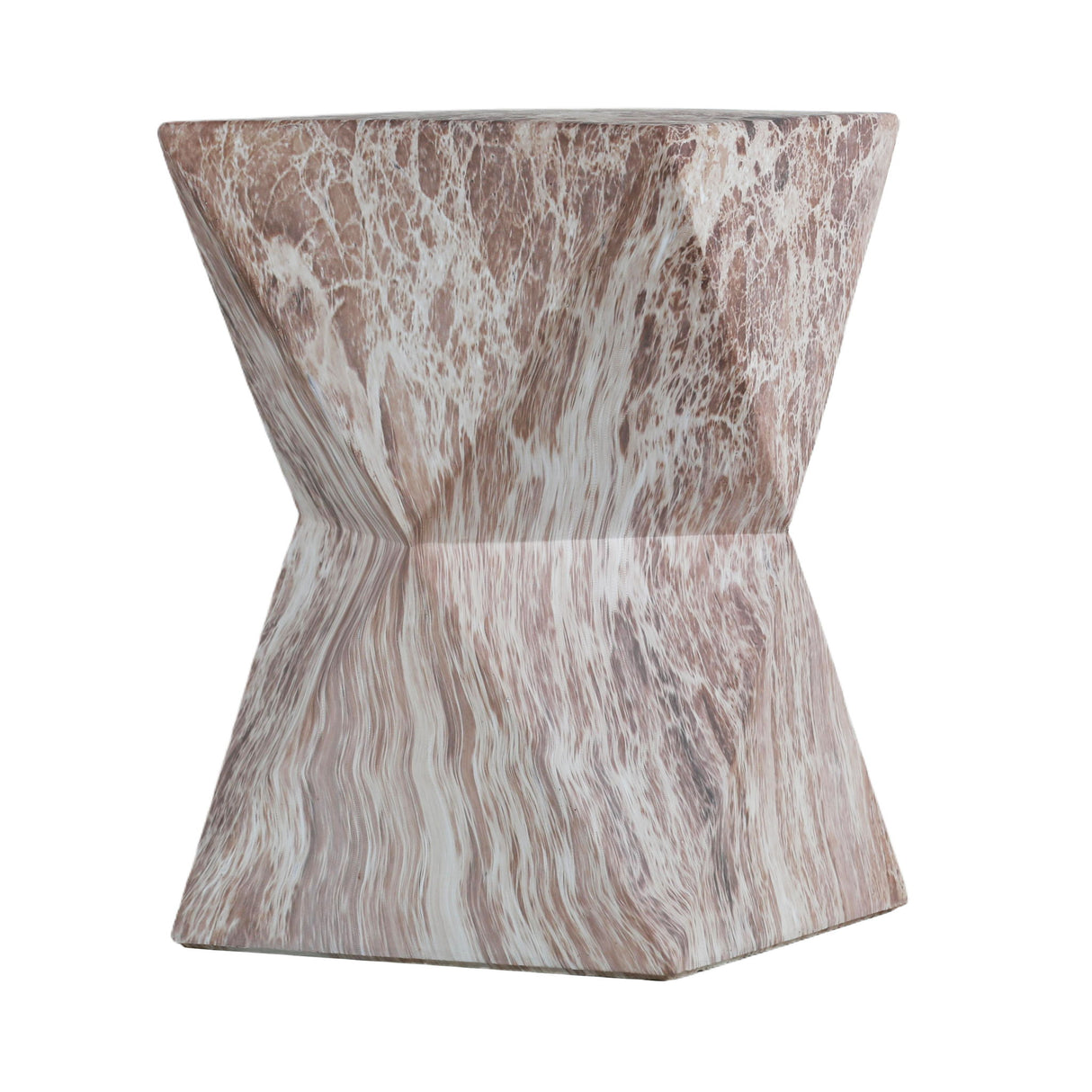 Round Outdoor Geometric End Table - Marble