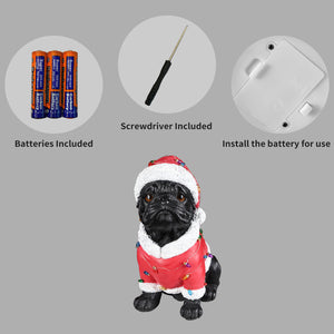 Christmas Pug Statue - Holiday Dog Figurine