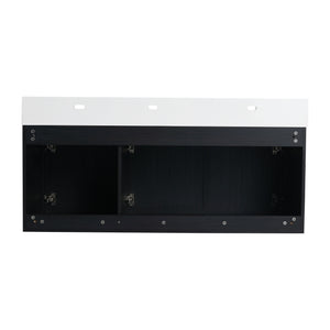 Modern Wall Mounted Bathroom Vanity With Thick Edge Resin Sink And Storage Rack