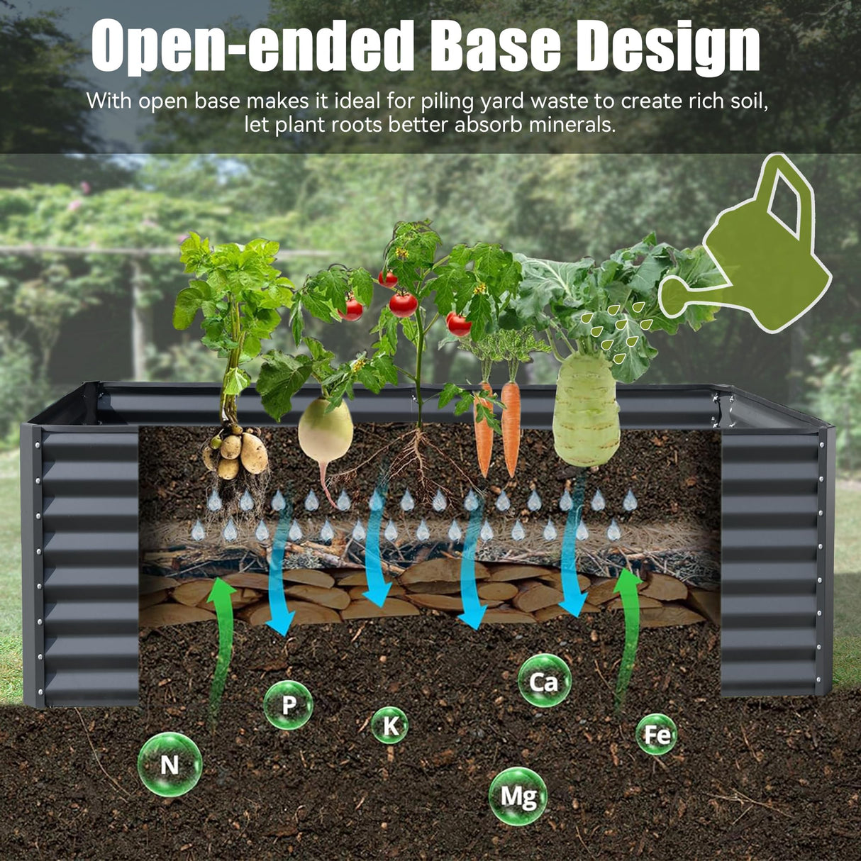 8x4x2 Ft Galvanized Raised Garden Bed