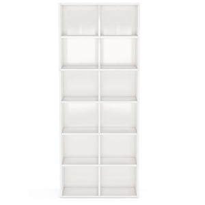Narrow 12 Cube Bookcase With Closed Back For Living Room - White