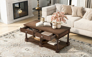 VIBE HAUS Farmhouse Wooden Coffee Table