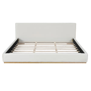 Elegant Upholstered Bed With Solid Wood Frame, King