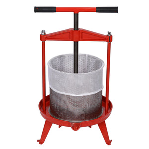 Fruit and Wine Press With T-Shaped Hand Shank, 3.69 Gallon / 14L - Red