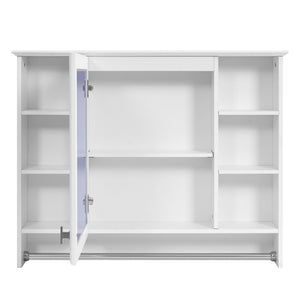 Modern Wall Mounted Mirror Cabinet With Adjustable Shelf, Soft Close Door, And Towel Bar