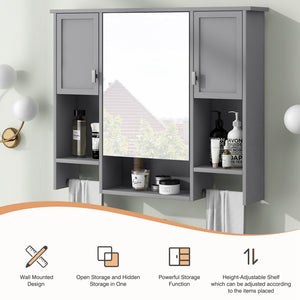 Wall Mounted Bathroom Storage Cabinet With Mirror, Medicine Cabinet With Towel Bar