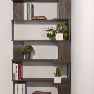 Freestanding Corner Bookshelf For Living Room - Dark Brown