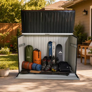 Outdoor Galvanated Steel Storage Shed with Flip Top and Foldable Front Door