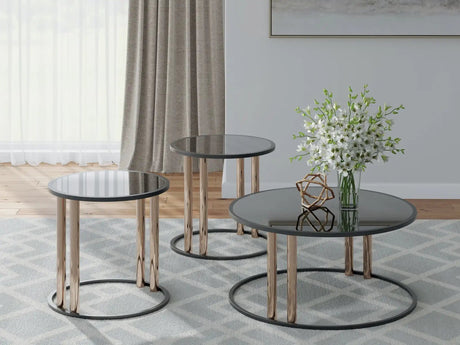 Hannerly - Occasional Table Set (Set of 3) - Black / Gold Finish - Best Buy Furniture