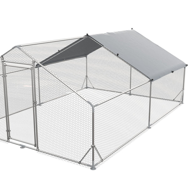 Large Metal Chicken Coop, Walk In Poultry Cage Hen Run House Rabbits Habitat Cage Spire Shaped Coop With Waterproof And Anti Ultraviolet Cover
