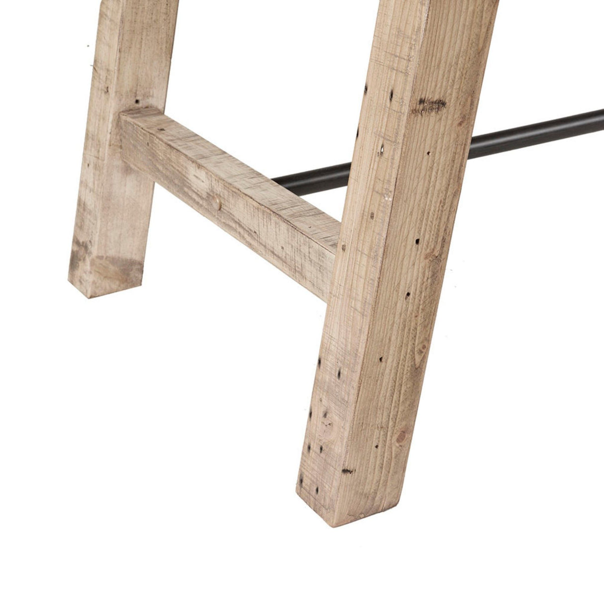 Rustic Dining Table With Metal Support - Natural
