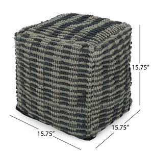 Walle - Fabric Square Pouf Ottoman And Floor Cushion Teal - Blue