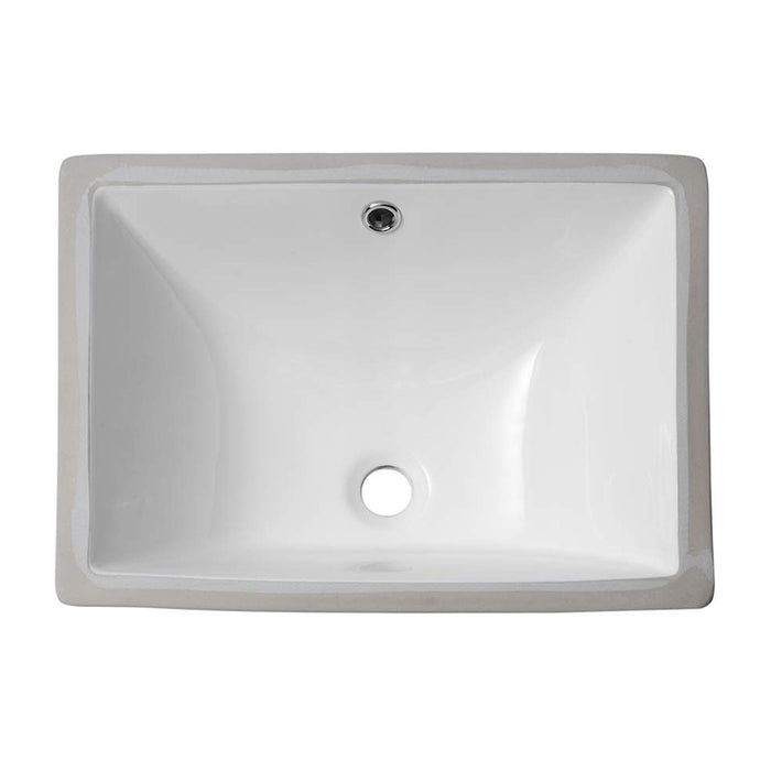 European Style Ceramic Rectangular Undermount Bathroom Sink with Overflow - White