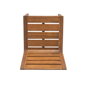 7 Piece Outdoor Acacia Wood Dining Set, 71" Teak Finish Rectangular Table with 6 Slatted Back Chairs