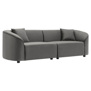 87" Curved Contemporary Sofa in Gray