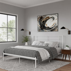 Praxis King Bed With Simple Headboard - White